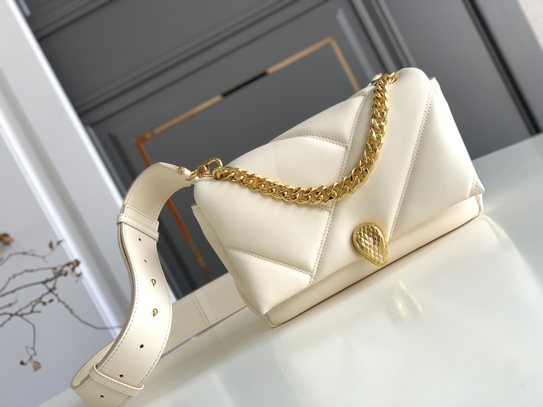 Bvlgari Serpenti Cabochon Crossbody Bag White